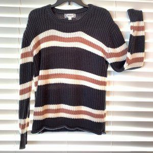 Pink Rose Striped Crew-neck Knit Sweater XL